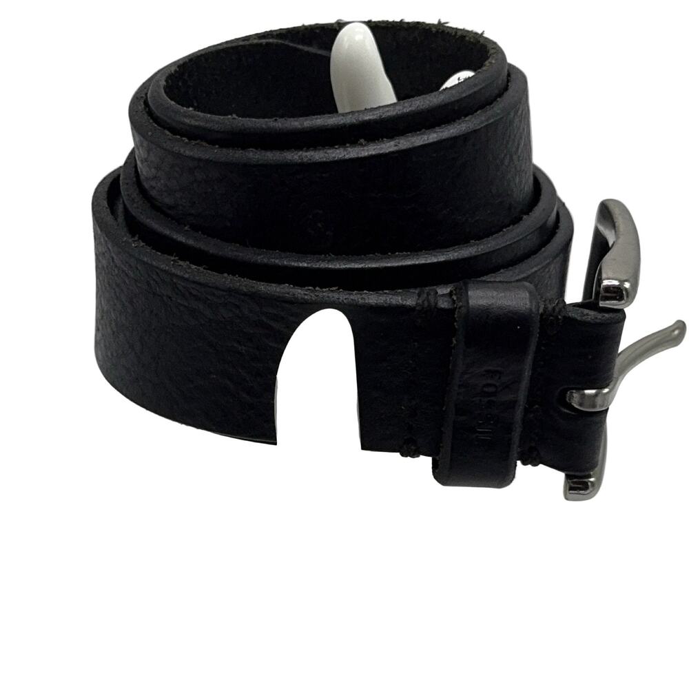 Fossil Genuine Leather Belt Men's Black Size 42 Adjustable Buckle Work casual
